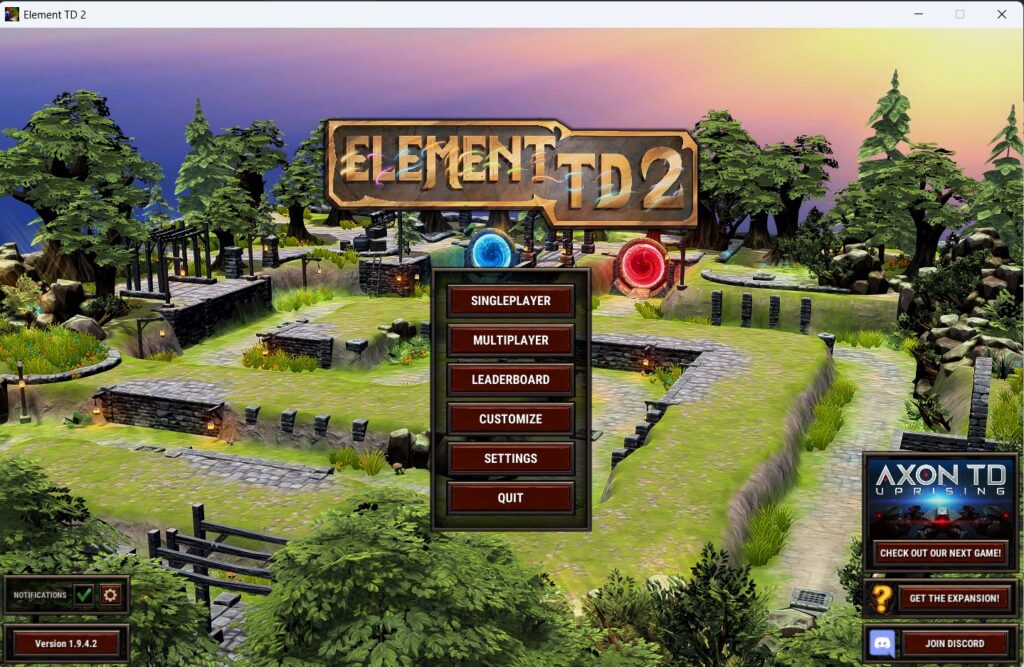Main Menu Element TD